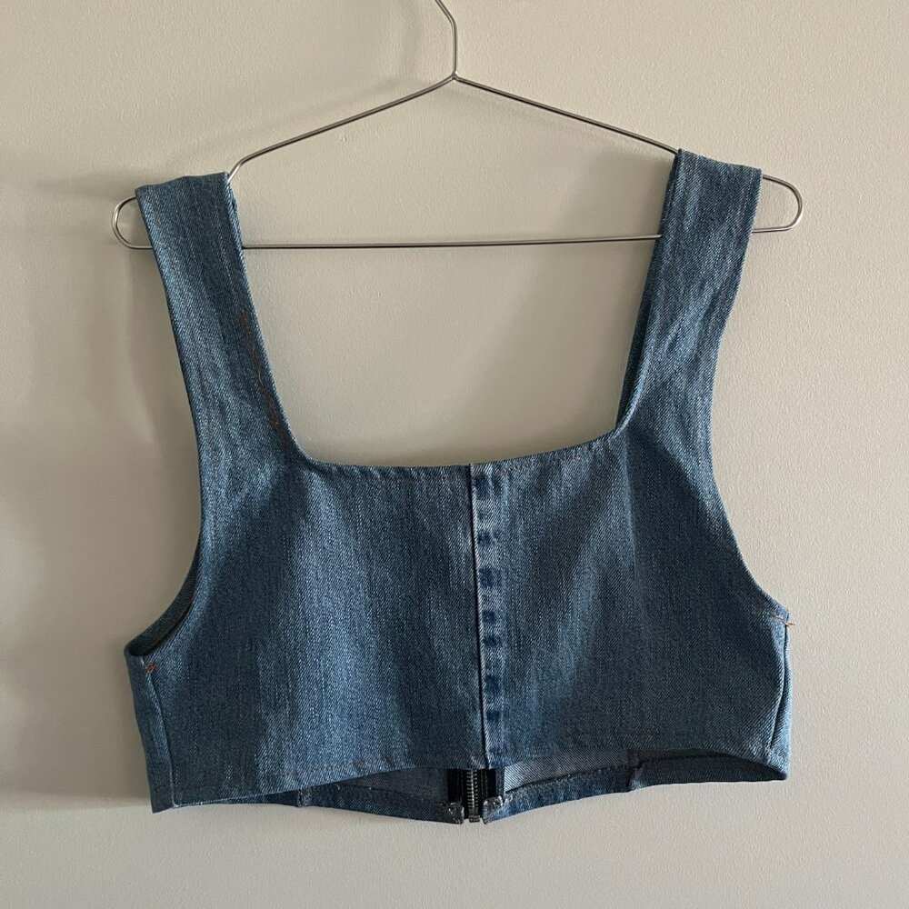 Urban Renewal Remade Denim Zip Bra Top